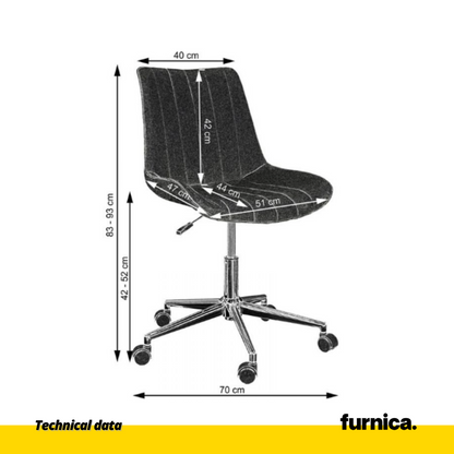 EDMONDO - Chaise de Bureau en Velours Matelassé avec Pieds en Chrome Argenté - Gris