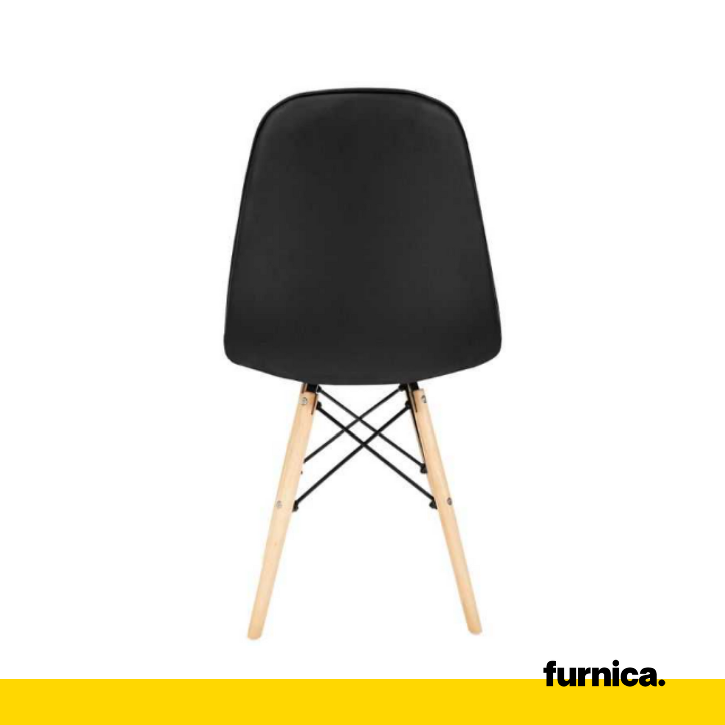 ANGELO - Chaise de Salle à Manger / Bureau en Cuir Écologique de Qualité avec Boutons et Pieds en Bois - Noir