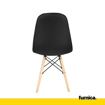 ANGELO - Chaise de Salle à Manger / Bureau en Cuir Écologique de Qualité avec Boutons et Pieds en Bois - Noir