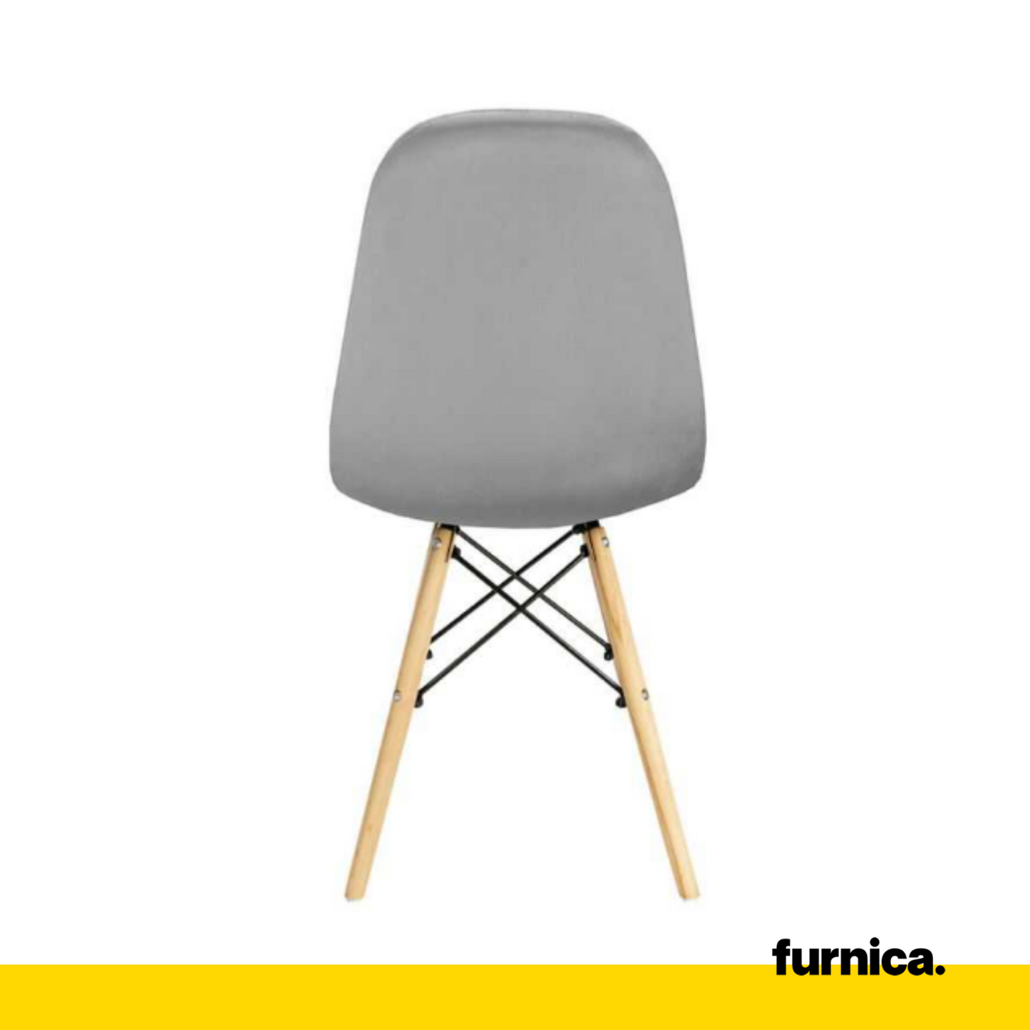 GIUSSEPPE - Chaise de Salle à Manger / Bureau en Velours Matelassé avec Pieds en Bois - Gris