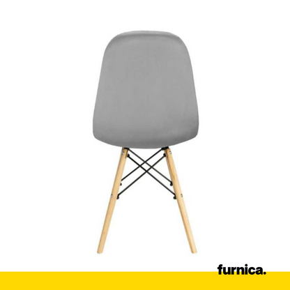 GIUSSEPPE - Chaise de Salle à Manger / Bureau en Velours Matelassé avec Pieds en Bois - Gris