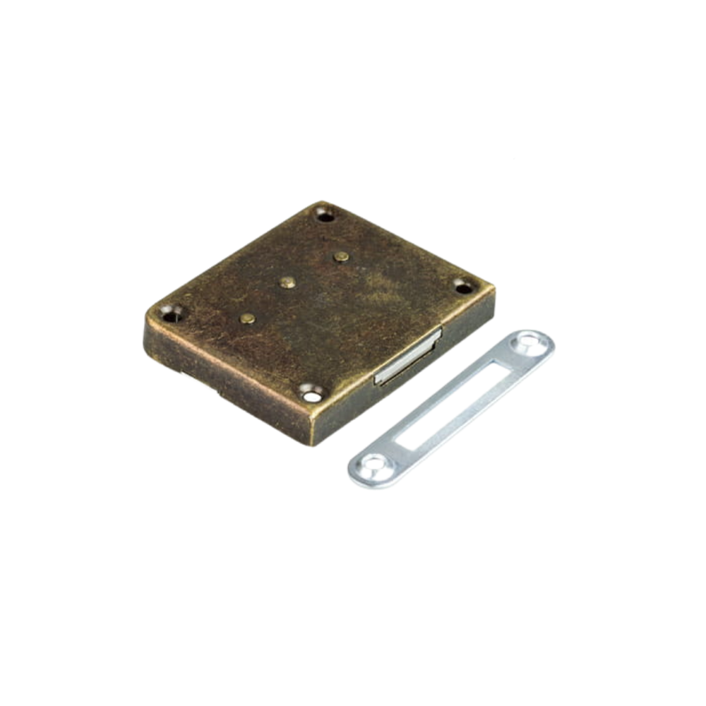 Serrure de meuble 35x60mm - Or ancien