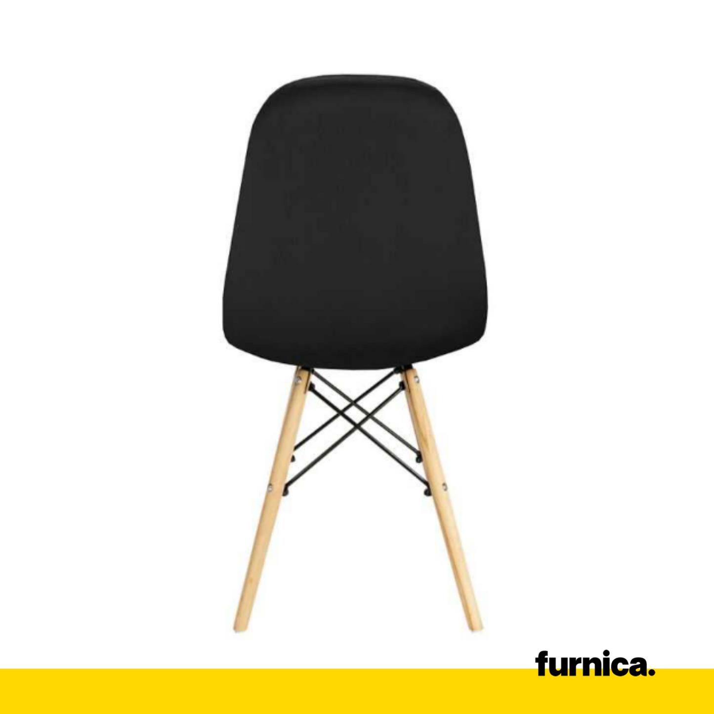 GIUSSEPPE - Chaise de Salle à Manger / Bureau en Velours Matelassé avec Pieds en Bois - Noir
