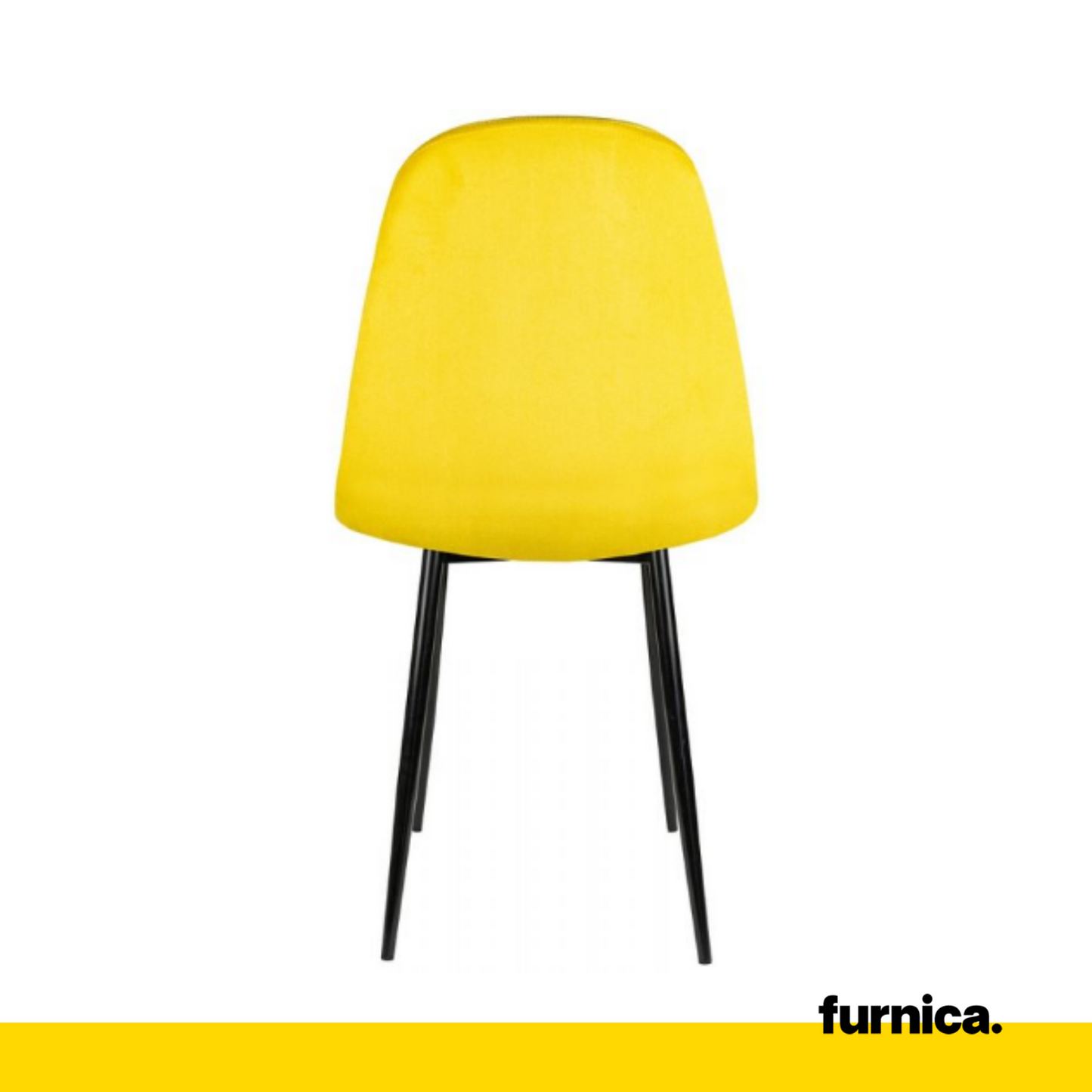 ROBERTO - Chaise de Salle à Manger / Bureau en Velours Matelassé avec Pieds en Métal Noir - Jaune