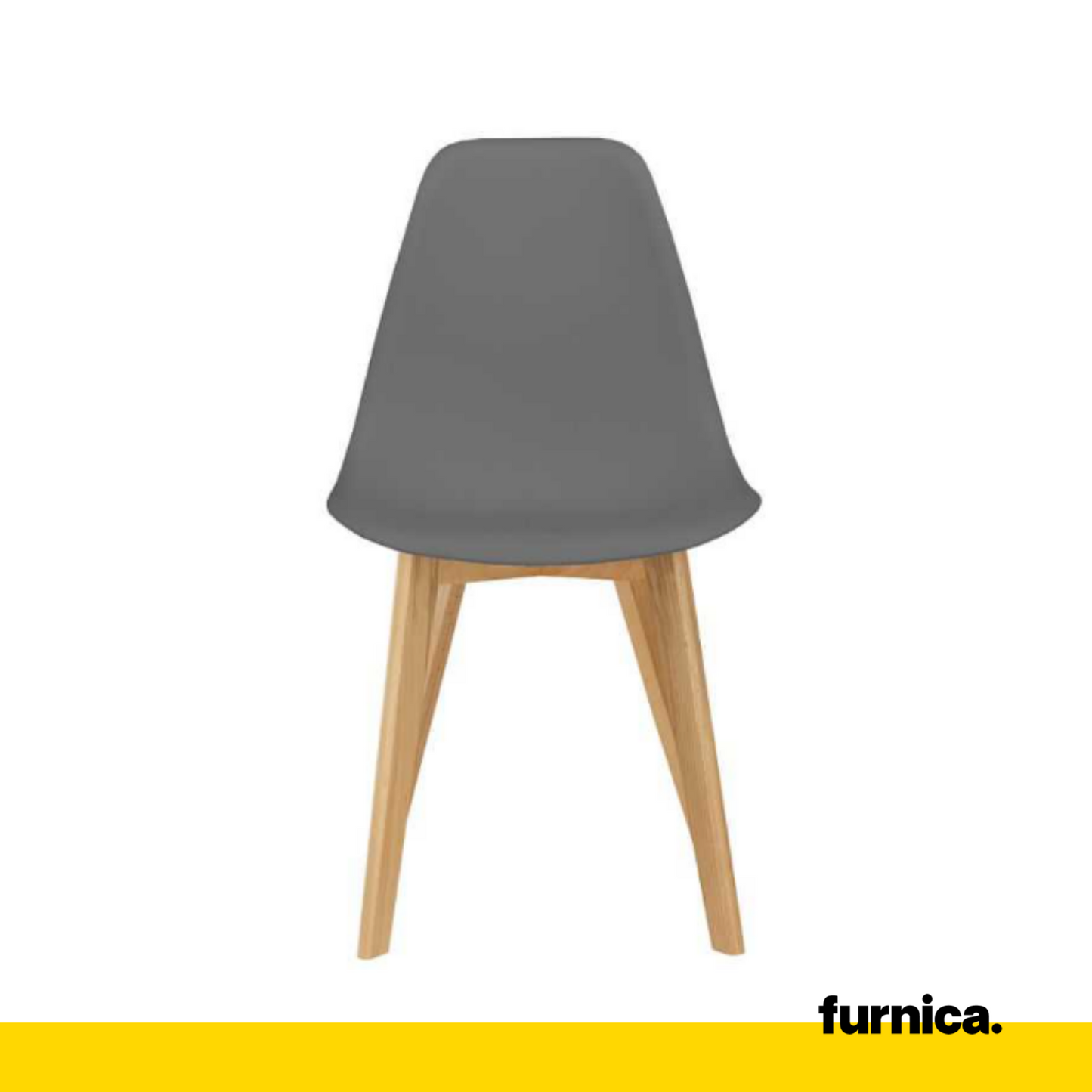 MARCELLO - Chaise de Salle à Manger / Bureau en Plastique avec Pieds en Bois - Gris