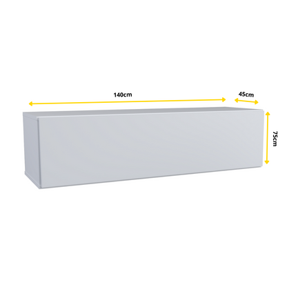 NICOLE - Meuble TV avec Porte Large H38cm L140cm P35cm - Blanc Matt