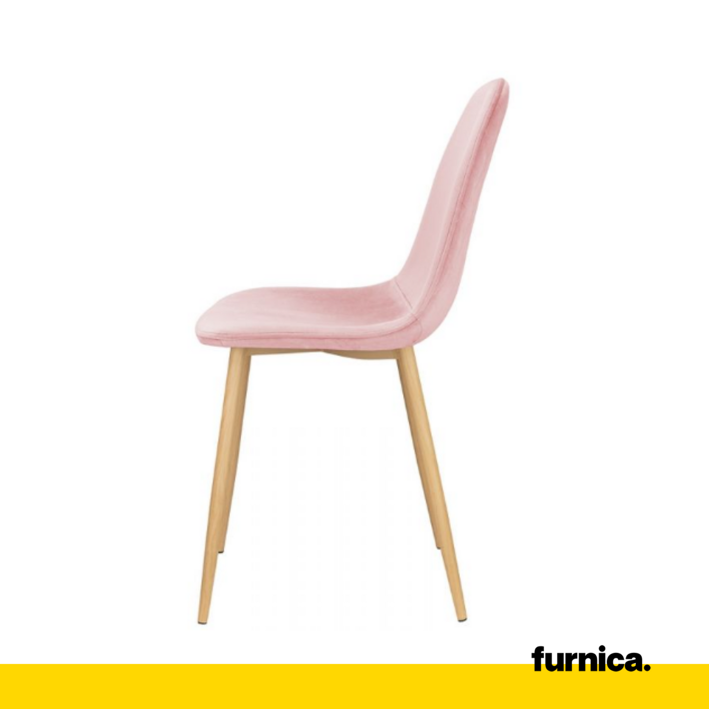 FLAVIO - Chaise de Salle à Manger / Bureau en Velours Durable avec Pieds en Bois - Rose