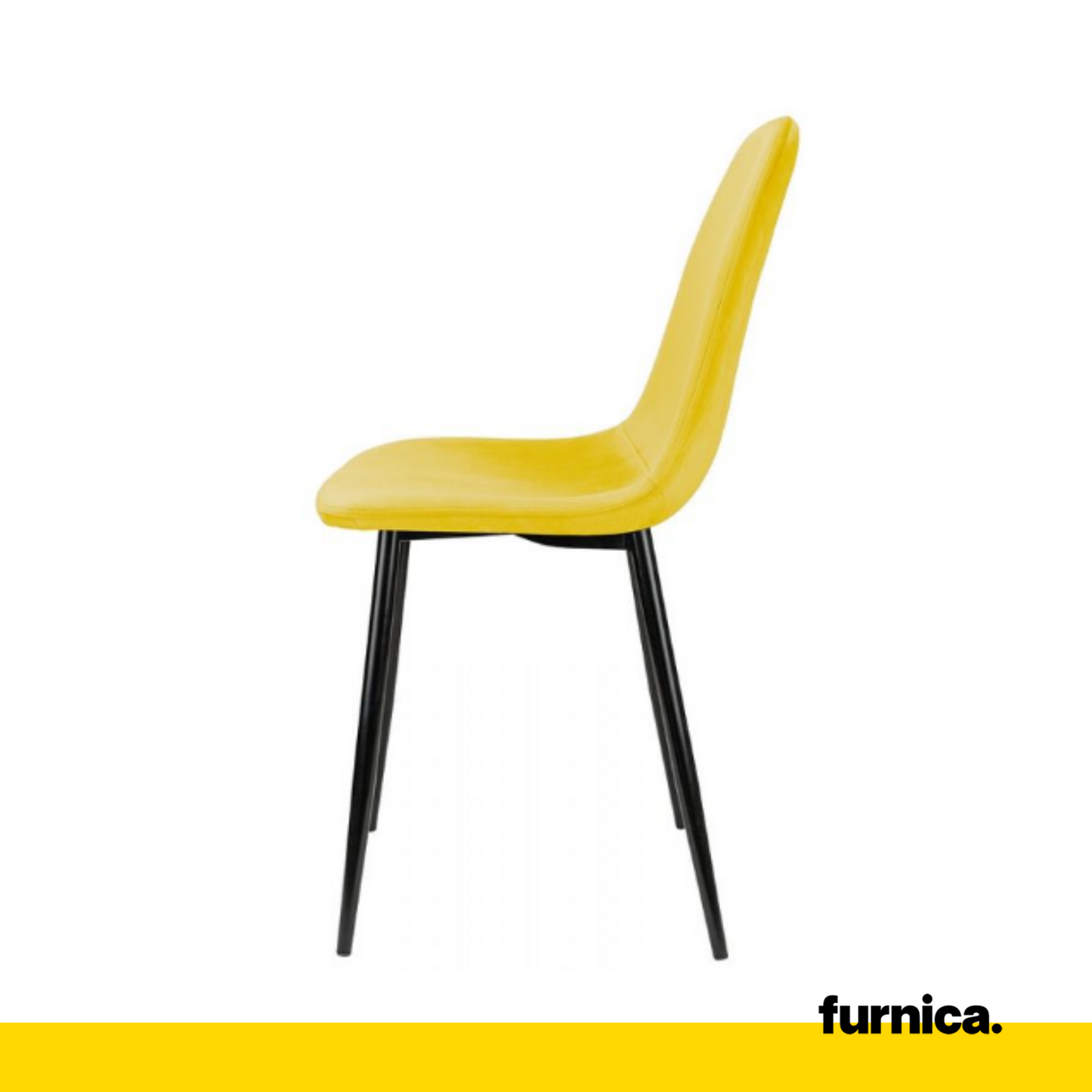 FLAVIO - Chaise de Salle à Manger / Bureau en Velours Durable avec Pieds en Métal Noir - Jaune