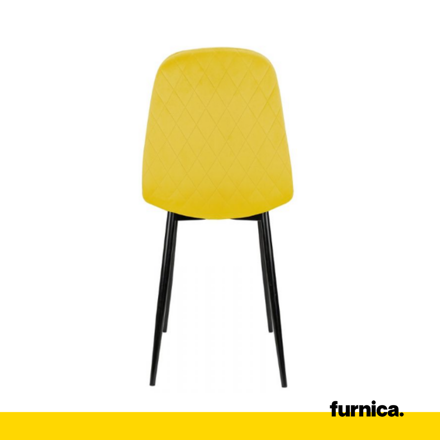 FLAVIO - Chaise de Salle à Manger / Bureau en Velours Durable avec Pieds en Métal Noir - Jaune
