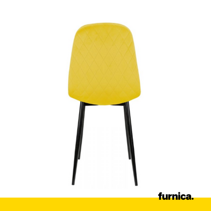 FLAVIO - Chaise de Salle à Manger / Bureau en Velours Durable avec Pieds en Métal Noir - Jaune