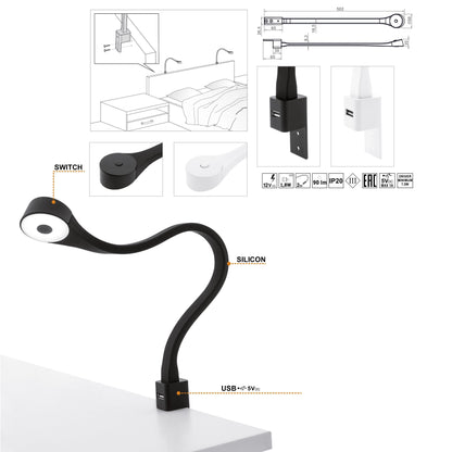 2 Lampes à LED de chambres avec USB + Source de courant (F02) Furnica 
