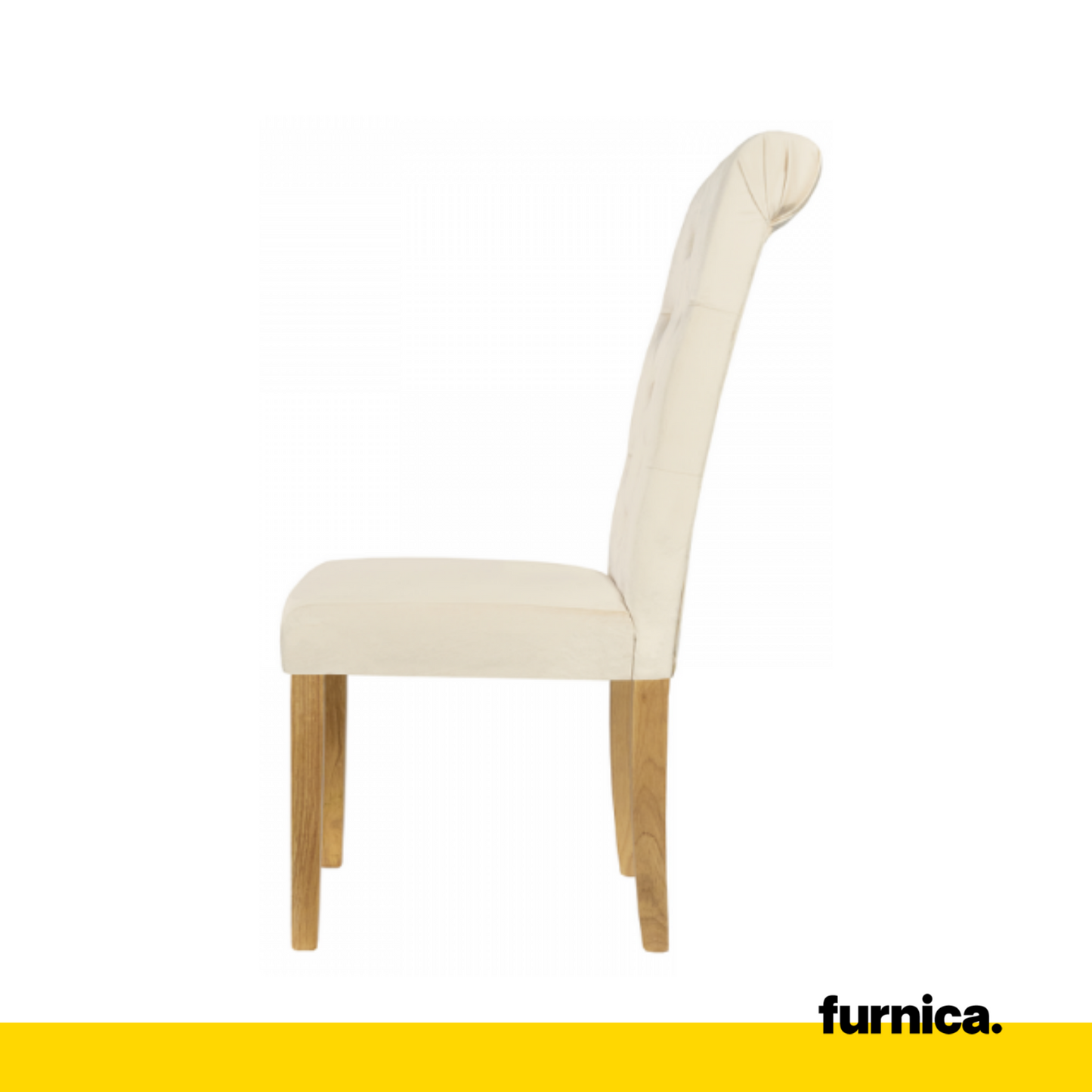 ANDREA - Chaise de Salle à Manger / Bureau en Velours Matelassé avec Pieds en Bois - Beige