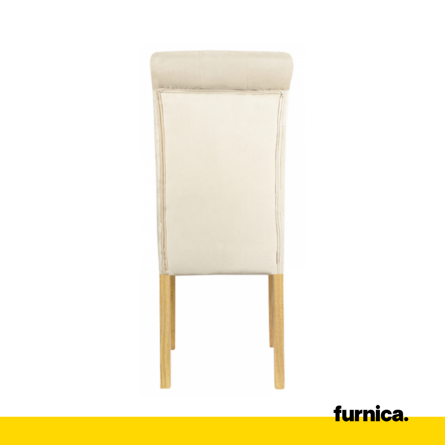 ANDREA - Chaise de Salle à Manger / Bureau en Velours Matelassé avec Pieds en Bois - Beige