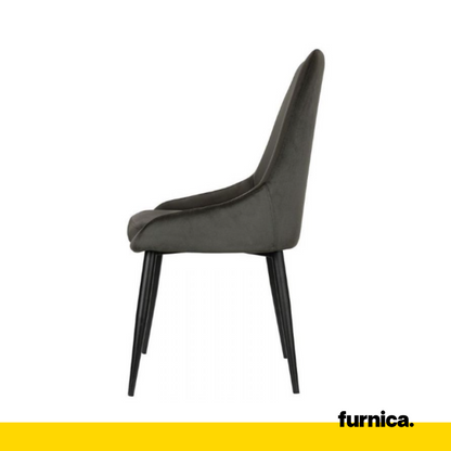 ALFREDO - Chaise de Salle à Manger / Bureau en Velours Durable avec Pieds en Métal Noir - Noir