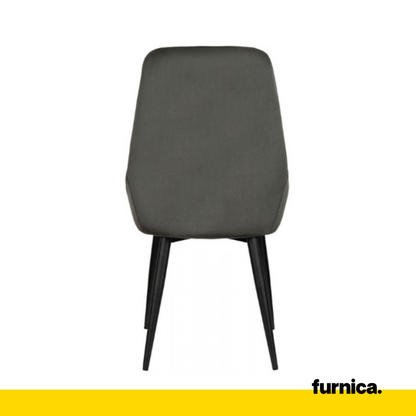 ALFREDO - Chaise de Salle à Manger / Bureau en Velours Durable avec Pieds en Métal Noir - Noir