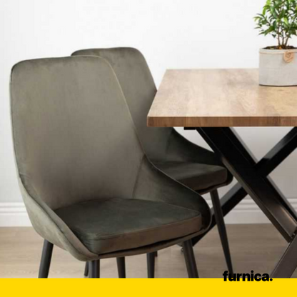 ALFREDO - Chaise de Salle à Manger / Bureau en Velours Durable avec Pieds en Métal Noir - Noir