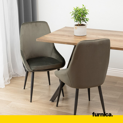 ALFREDO - Chaise de Salle à Manger / Bureau en Velours Durable avec Pieds en Métal Noir - Noir