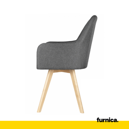 ALBERTO - Chaise de Salle à Manger / Bureau en Tissu Durable avec Pieds en Bois - Gris Foncé