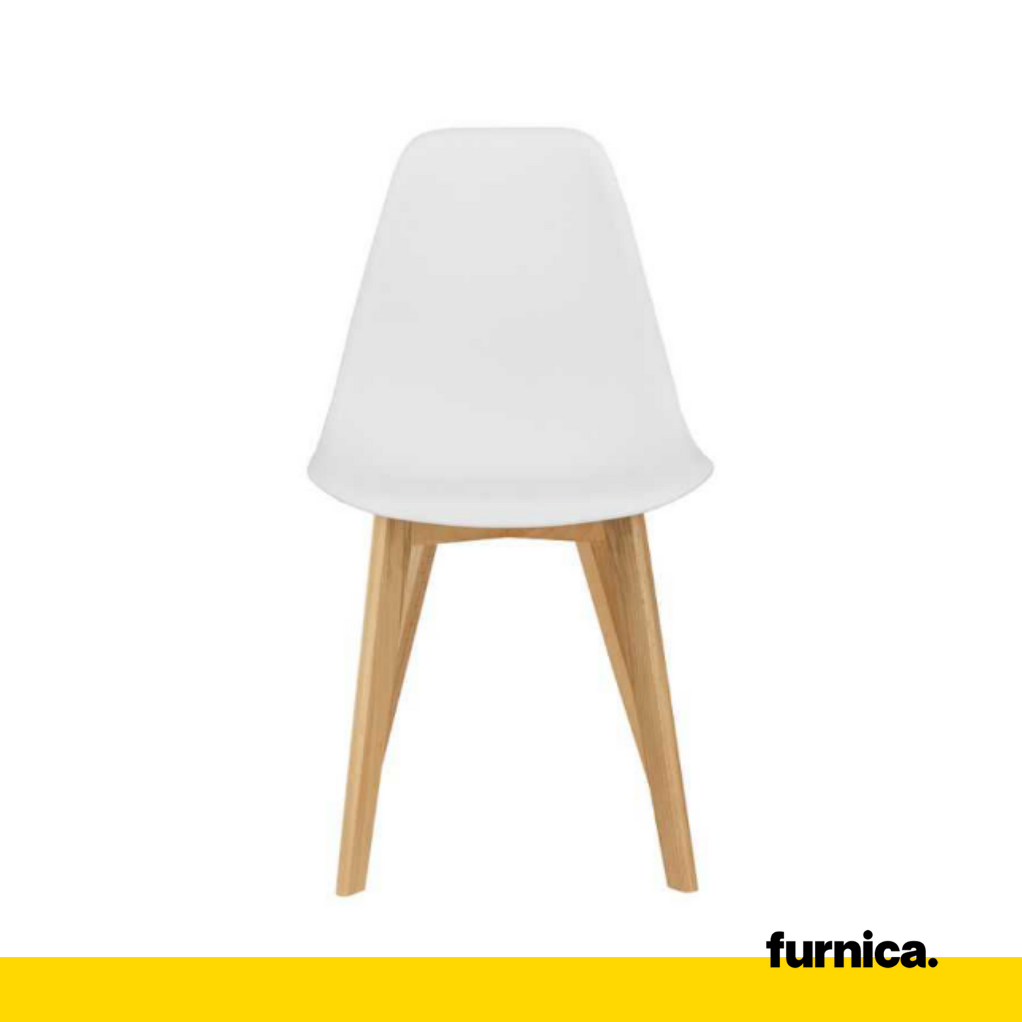 MARCELLO - Chaise de Salle à Manger / Bureau en Plastique avec Pieds en Bois - Blanc