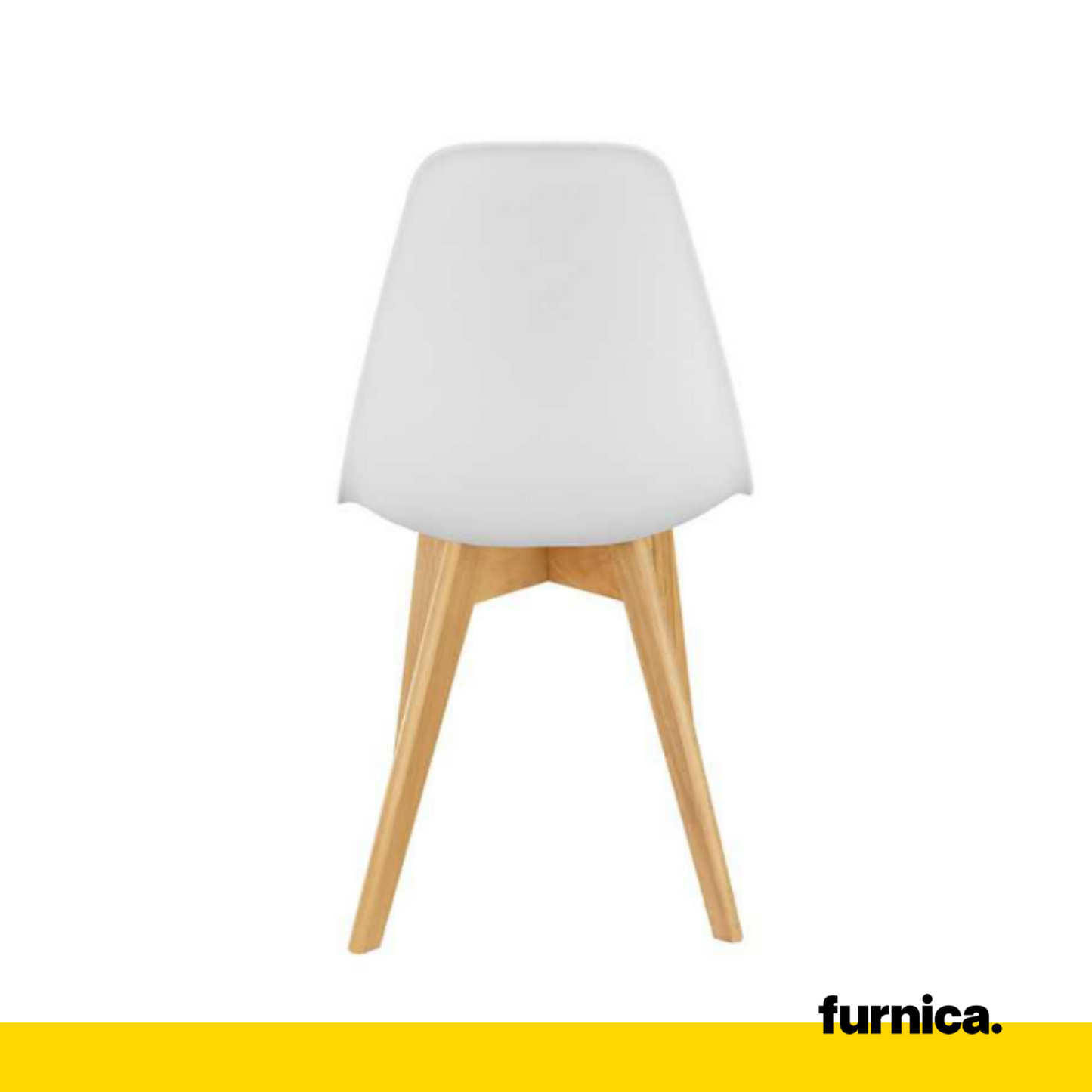 MARCELLO - Chaise de Salle à Manger / Bureau en Plastique avec Pieds en Bois - Blanc