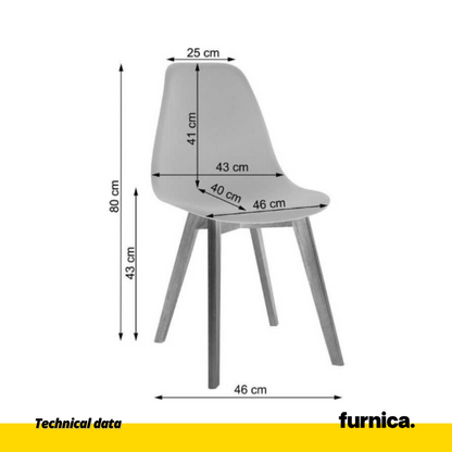 MARCELLO - Chaise de Salle à Manger / Bureau en Plastique avec Pieds en Bois - Blanc