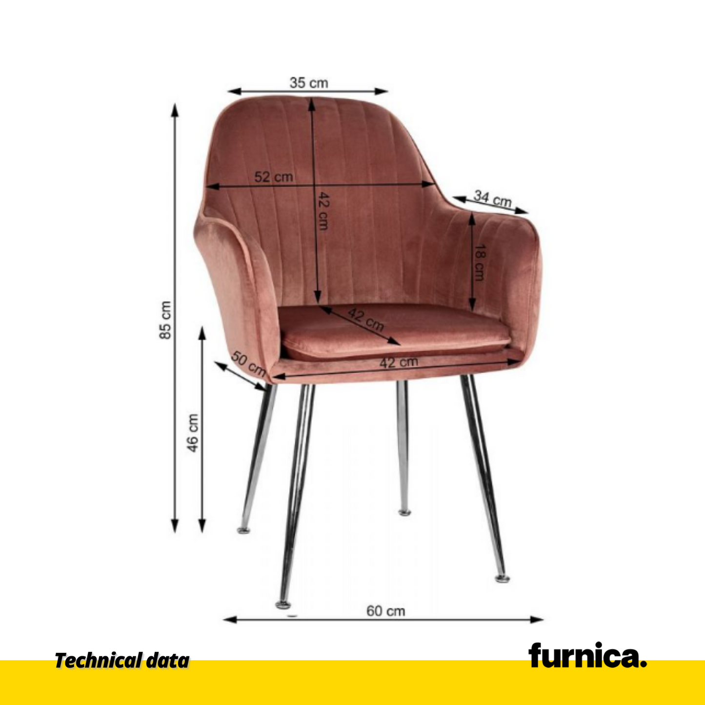 AMEDEO - Chaise de Salle à Manger / Bureau en Velours Matelassé avec Pieds en Chrome Argenté - Rose Foncé