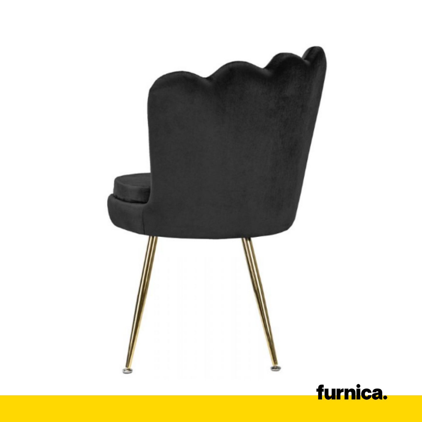 LUIGI - Chaise de Salle à Manger / Bureau en Velours Matelassé avec Pieds en Chrome Doré - Noir