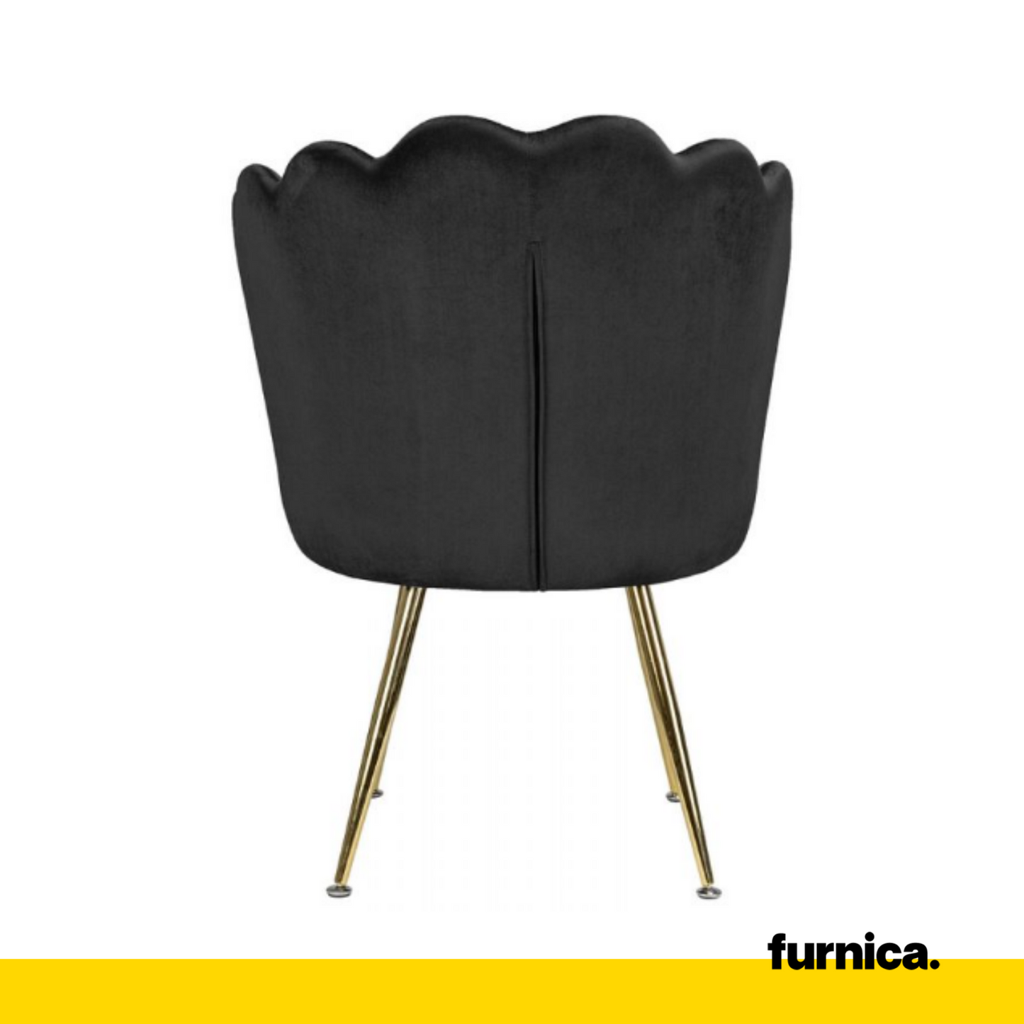 LUIGI - Chaise de Salle à Manger / Bureau en Velours Matelassé avec Pieds en Chrome Doré - Noir
