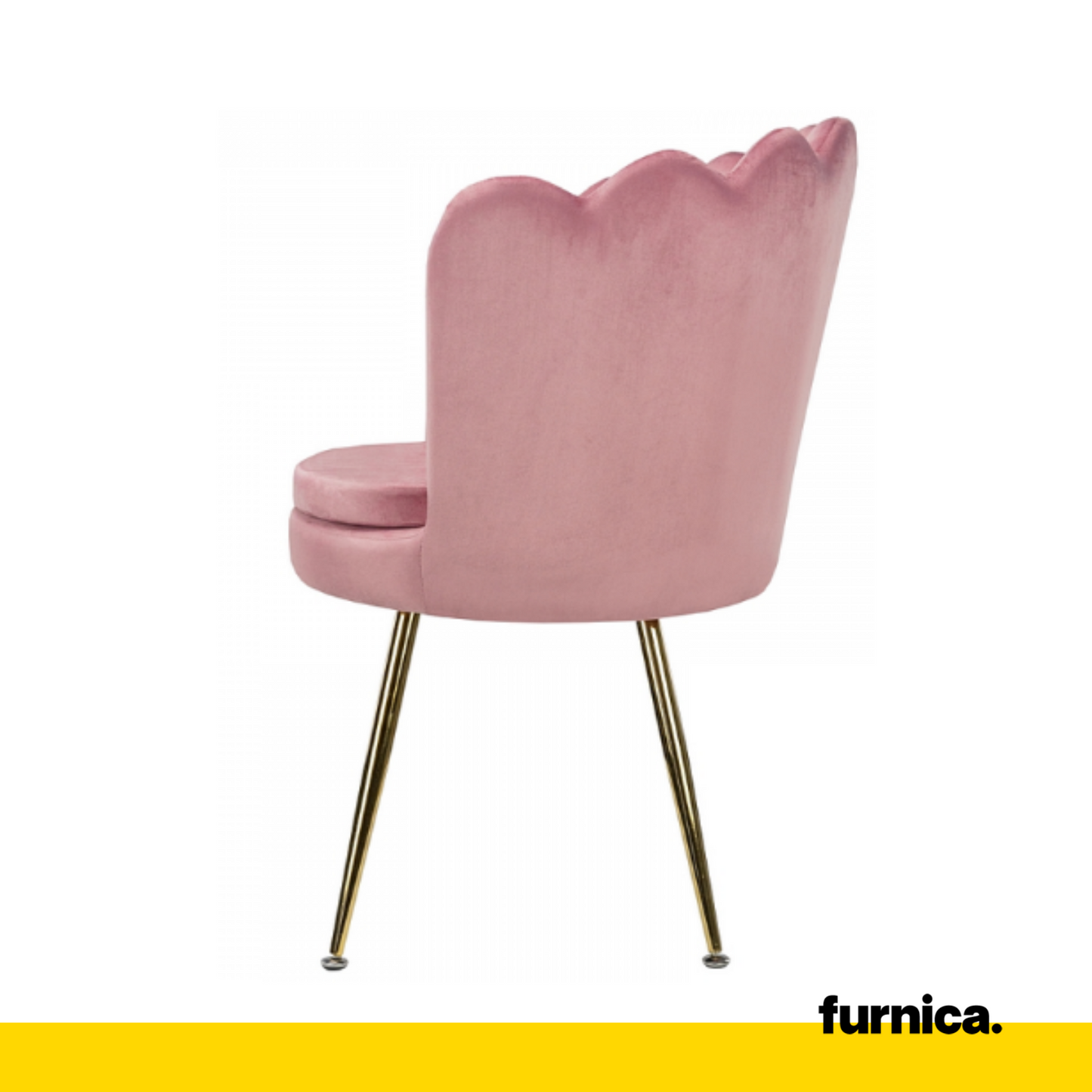 LUIGI - Chaise de Salle à Manger / Bureau en Velours Matelassé avec Pieds en Chrome Doré - Rose