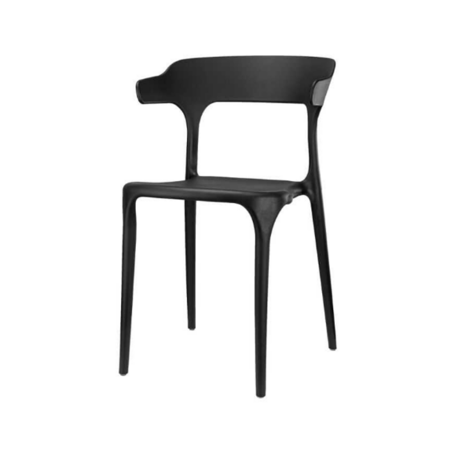 STEFANO - Chaise de Salle à Manger / Bureau en Plastique avec Pieds en Plastique - Noir