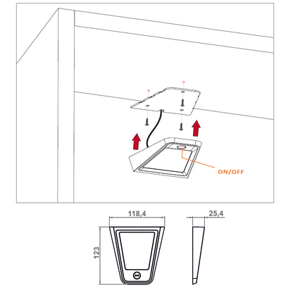 3 lampes supérieures du cabinet LED + Source de courant (F04) Furnica 