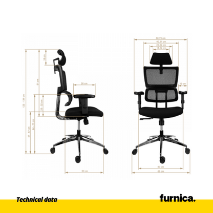 FILIPPO I - Chaise de Bureau Recouverte de Micro-Maille de Haute Qualité - Noir H134cm L64cm