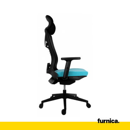 FILIPPO II - Chaise de Bureau Recouverte de Micro-Maille de Haute Qualité - Noir/Bleu H129cm L68cm
