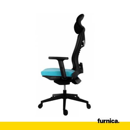 FILIPPO II - Chaise de Bureau Recouverte de Micro-Maille de Haute Qualité - Noir/Bleu H129cm L68cm