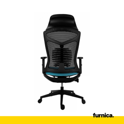 FILIPPO II - Chaise de Bureau Recouverte de Micro-Maille de Haute Qualité - Noir/Bleu H129cm L68cm