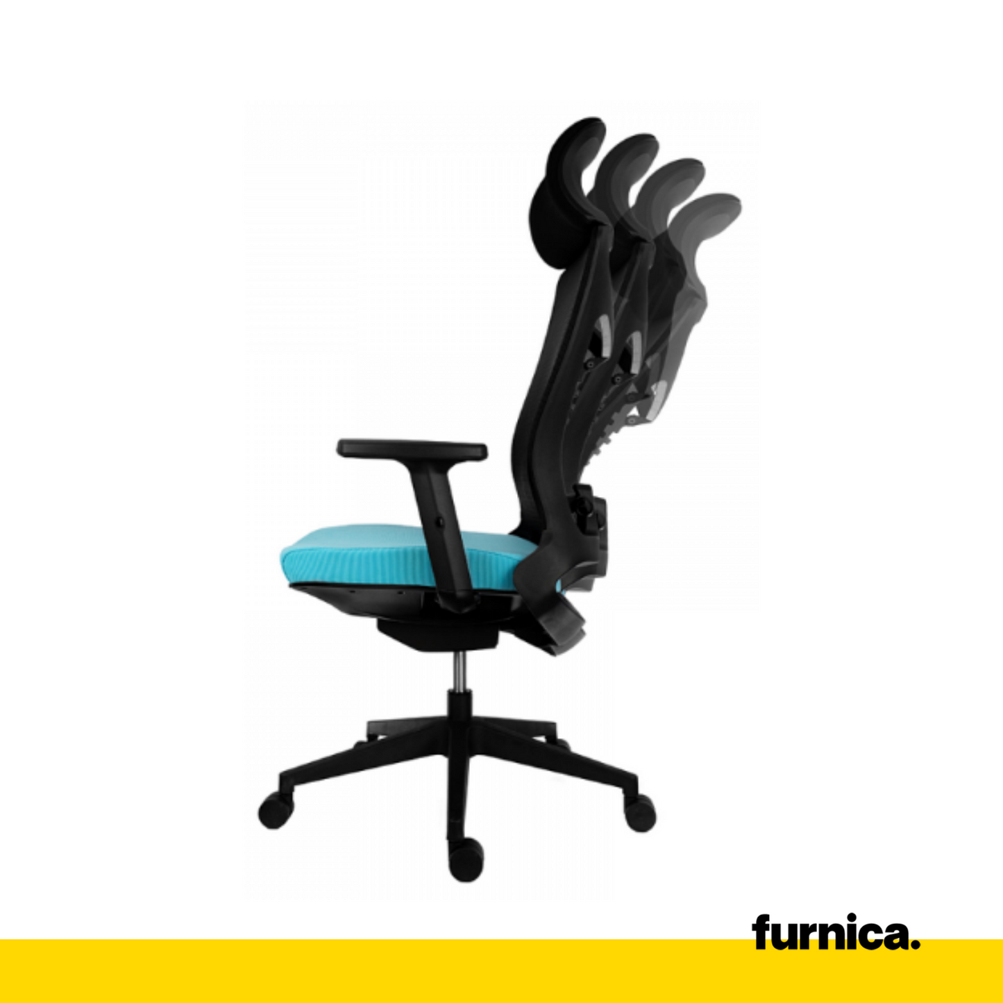FILIPPO II - Chaise de Bureau Recouverte de Micro-Maille de Haute Qualité - Noir/Bleu H129cm L68cm