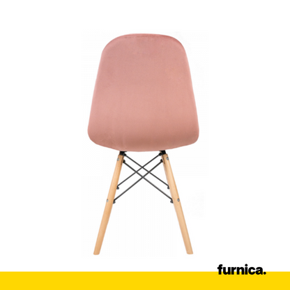 FABRIZIO - Chaise de Salle à Manger / Bureau en Velours Matelassé avec Pieds en Bois - Rose