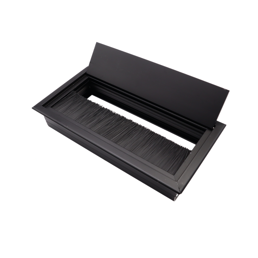 Passe-câble rectangulaire en aluminium 160x80mm - Noir