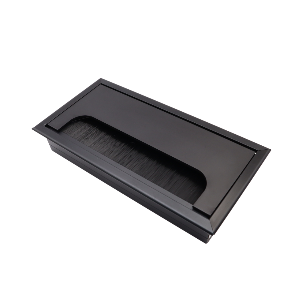 Passe-câble rectangulaire en aluminium 160x80mm - Vague noire