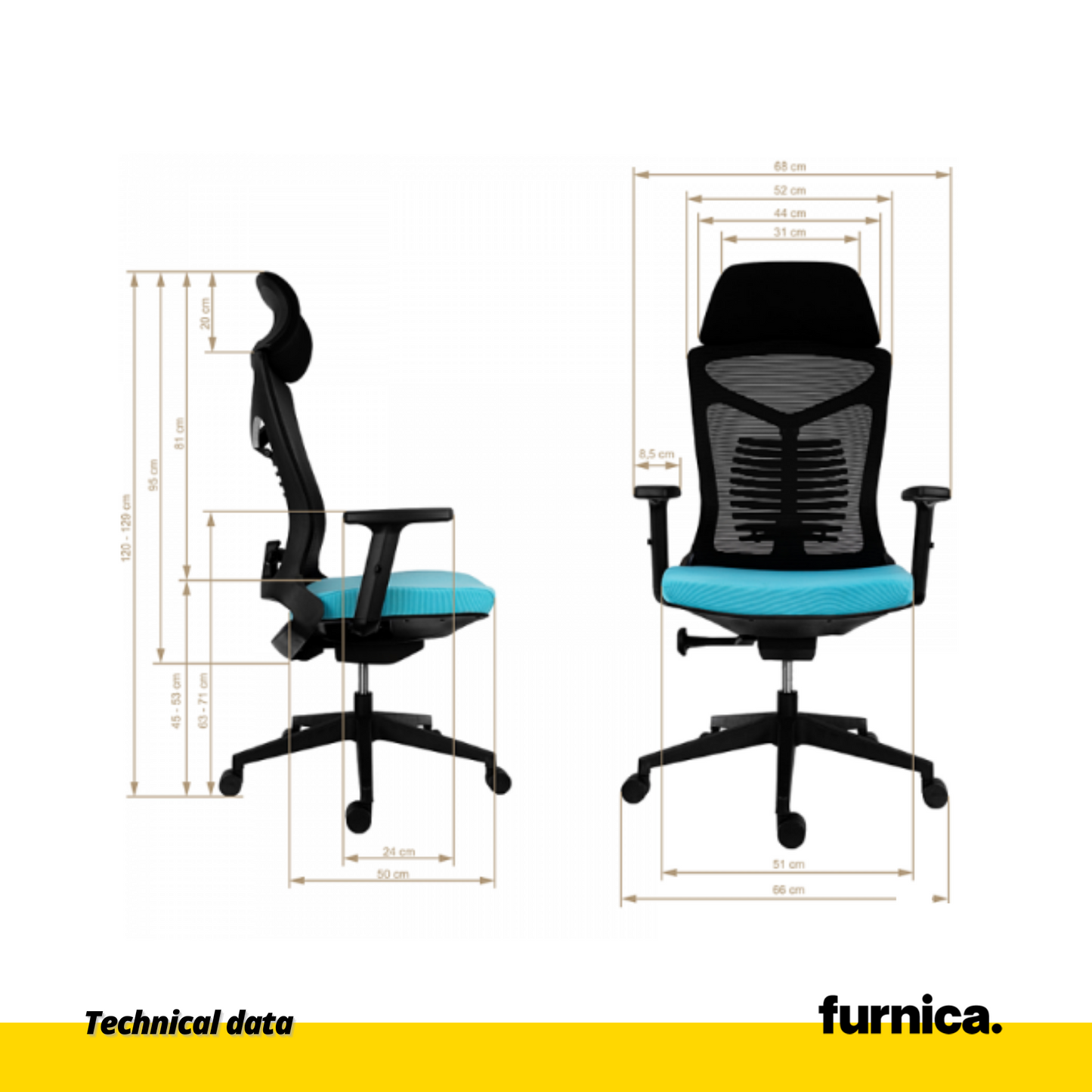 FILIPPO II - Chaise de Bureau Recouverte de Micro-Maille de Haute Qualité - Noir/Bleu H129cm L68cm