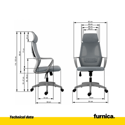 FEDERICO - Chaise de Bureau Matelassée Recouverte de Micro-Maille de Haute Qualité - Gris H123cm L65cm