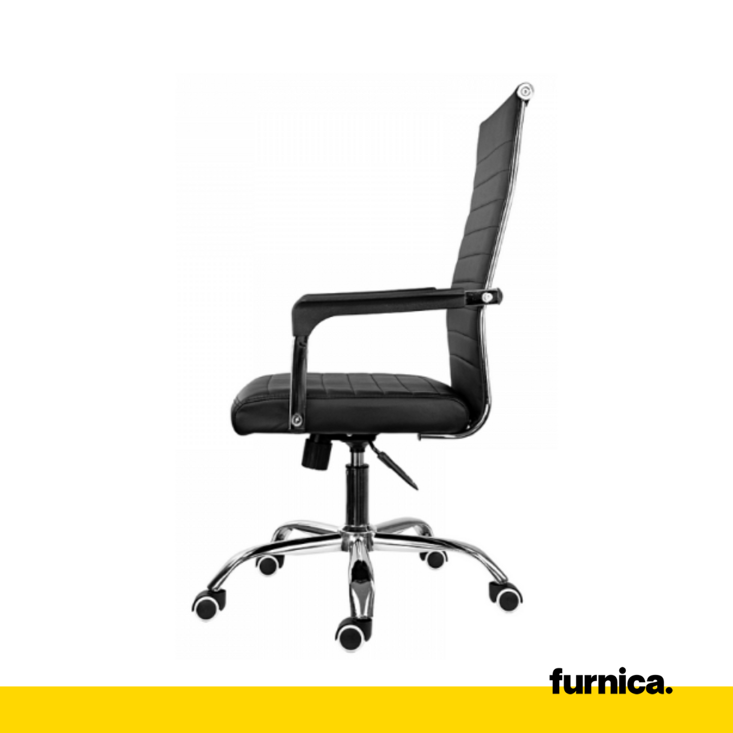 NICOLA - Chaise de Bureau Recouverte de Cuir Écologique de Haute Qualité - Noir H115cm L64cm