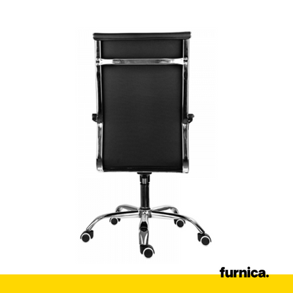NICOLA - Chaise de Bureau Recouverte de Cuir Écologique de Haute Qualité - Noir H115cm L64cm