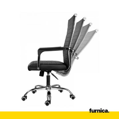 NICOLA - Chaise de Bureau Recouverte de Cuir Écologique de Haute Qualité - Noir H115cm L64cm