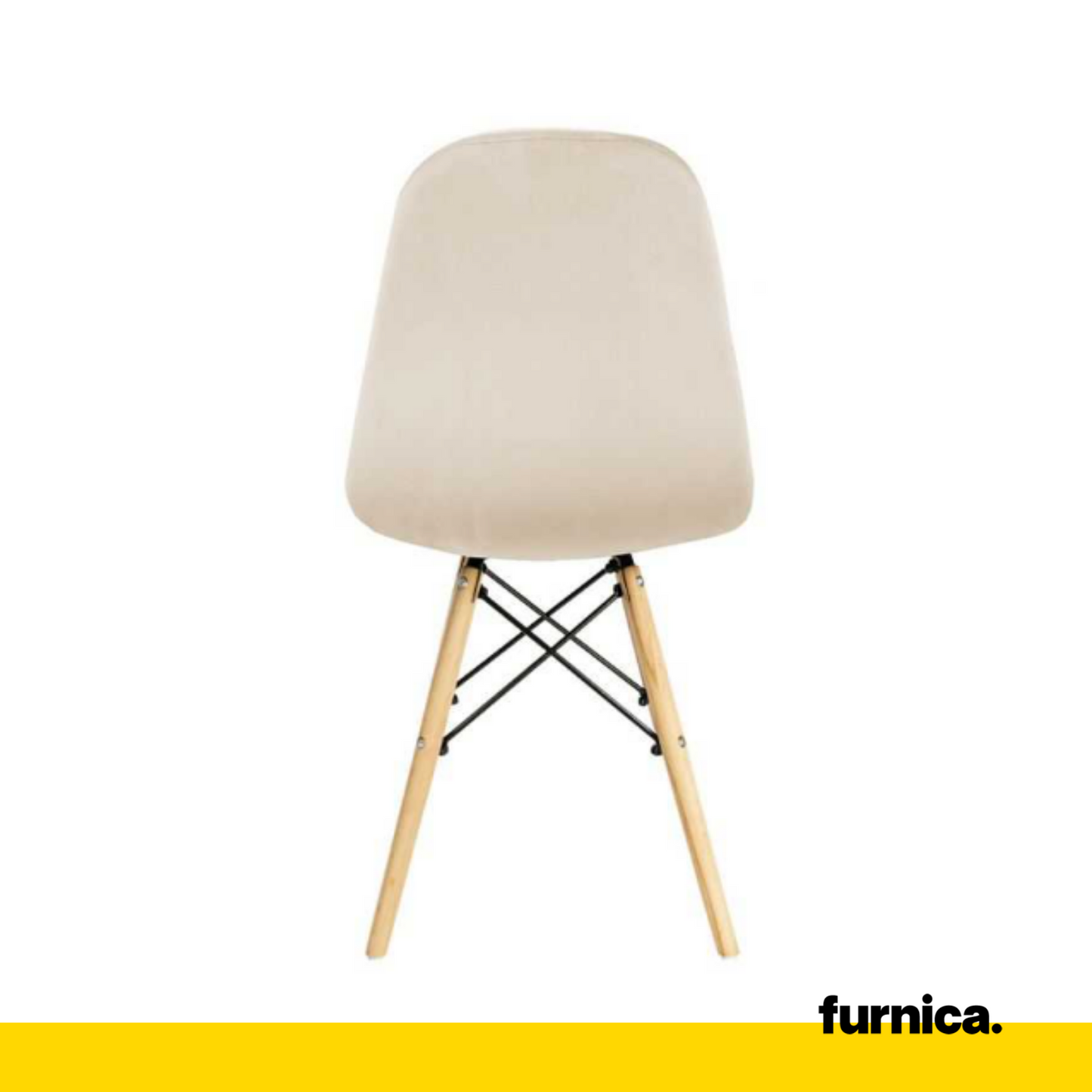 FABRIZIO - Chaise de Salle à Manger / Bureau en Velours Matelassé avec Pieds en Bois - Beige