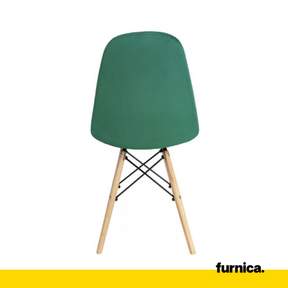 FABRIZIO - Chaise de Salle à Manger / Bureau en Velours Matelassé avec Pieds en Bois - Vert Foncé