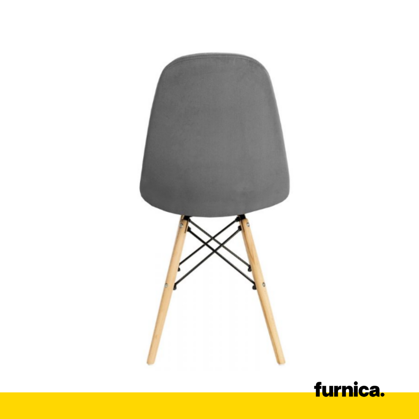 FABRIZIO - Chaise de Salle à Manger / Bureau en Velours Matelassé avec Pieds en Bois - Gris Foncé