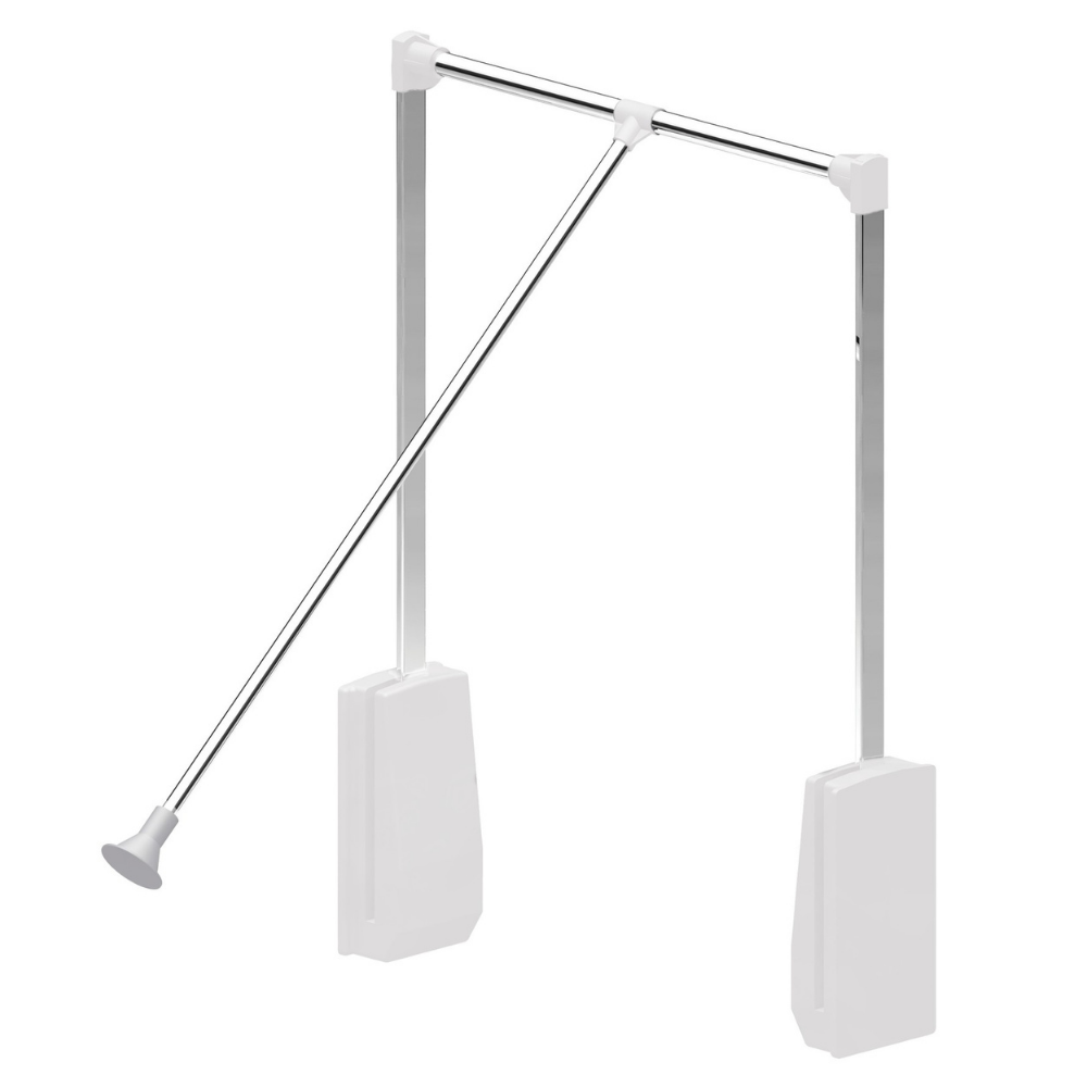 Barre de penderie escamotable - Chrome/Blanc 450-600mm