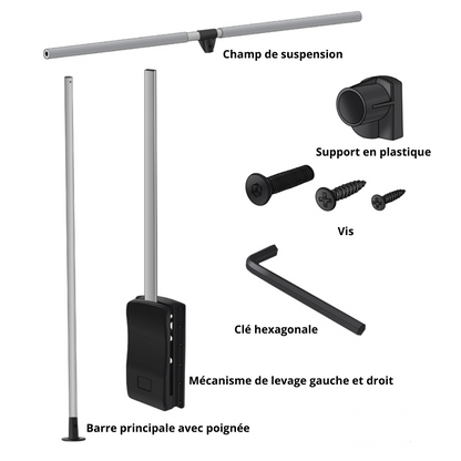 Barre de penderie escamotable - Chrome/Blanc 450-600mm