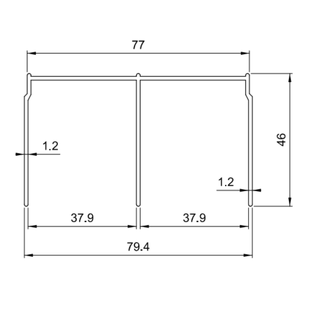 Double Top Aluminum Track 560cm - Champagne Anodisé